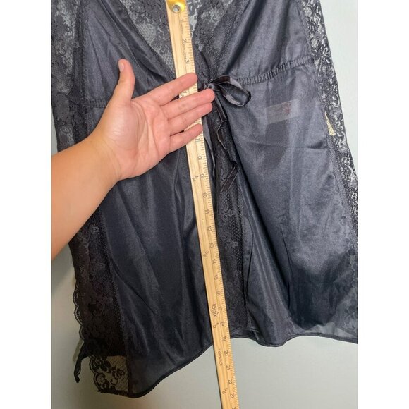 VTG Deadstock Younkers Made in California Black Lace Trim Satin Cami Lingerie - Picture 6 of 9